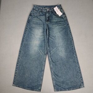 Dazy‎ Super Baggy Jeans Women Size Large Blue Wide Leg Grunge Skater Rave New